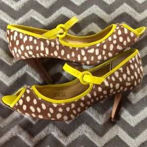 Animal printed peep toe kitten heels